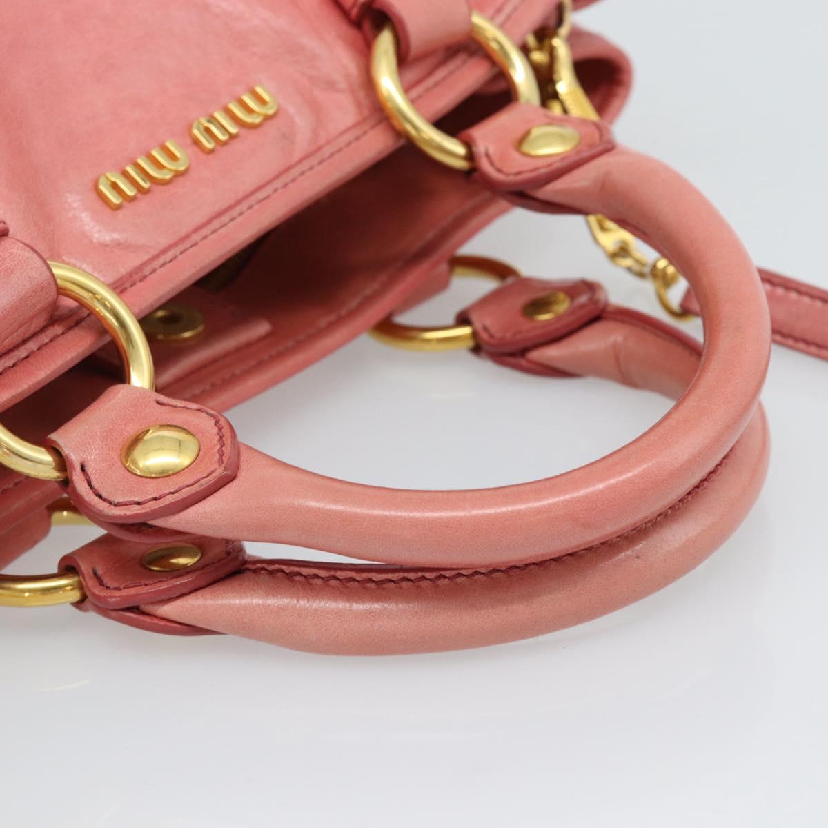 Miu Miu Hand Bag Leather 2way Pink Gold Auth 189208SAM