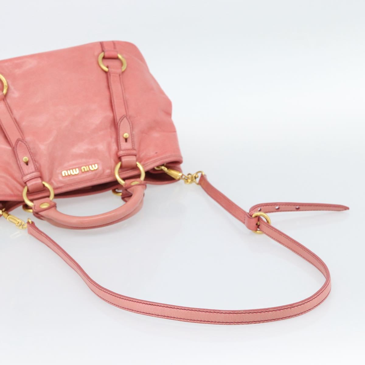Miu Miu Hand Bag Leather 2way Pink Gold Auth 189208SAM