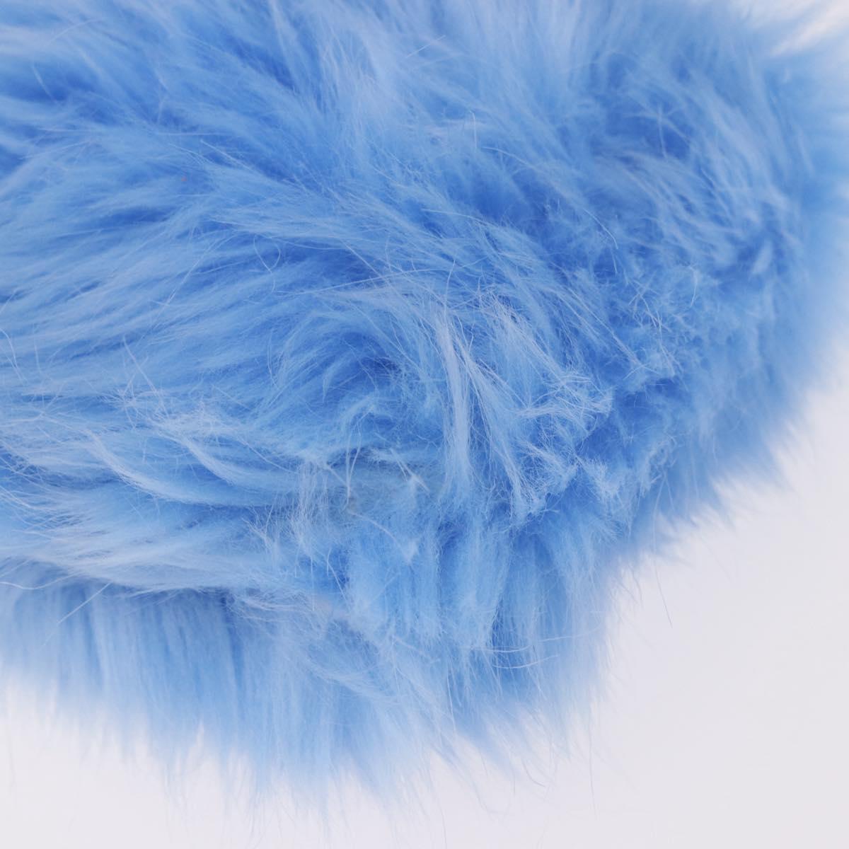 PRADA Clutch Bag Fur Silver Blue Auth 189212V