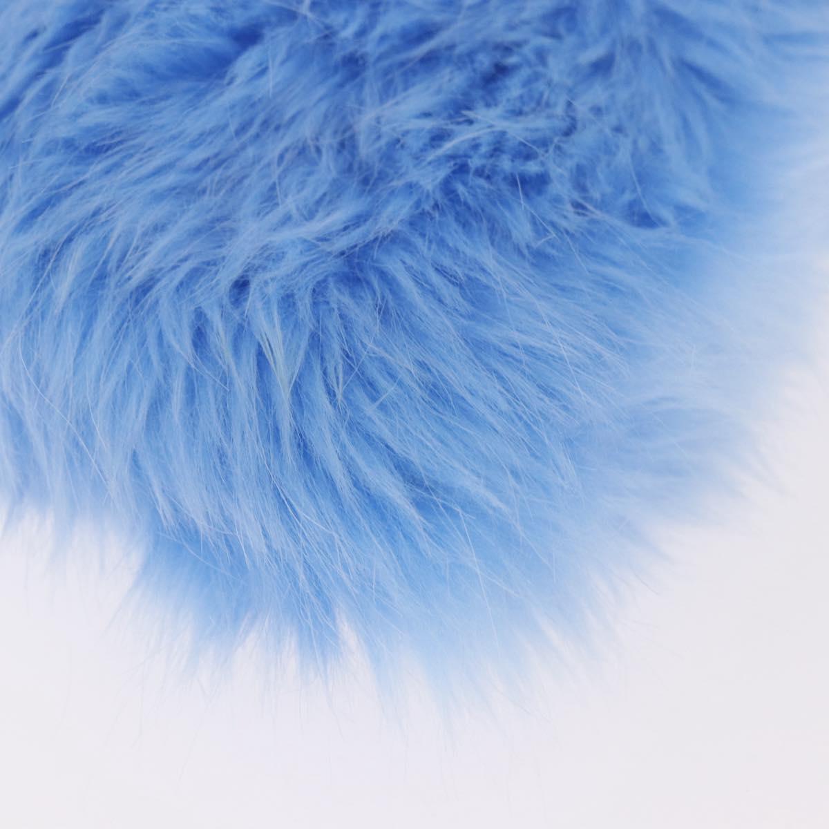 PRADA Clutch Bag Fur Silver Blue Auth 189212V