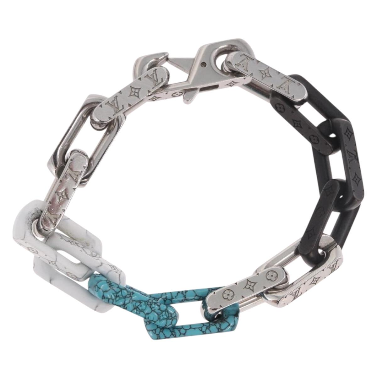 LOUIS VUITTON Chain Stone Bracelet metal Silver M1042L LV Auth 189214M