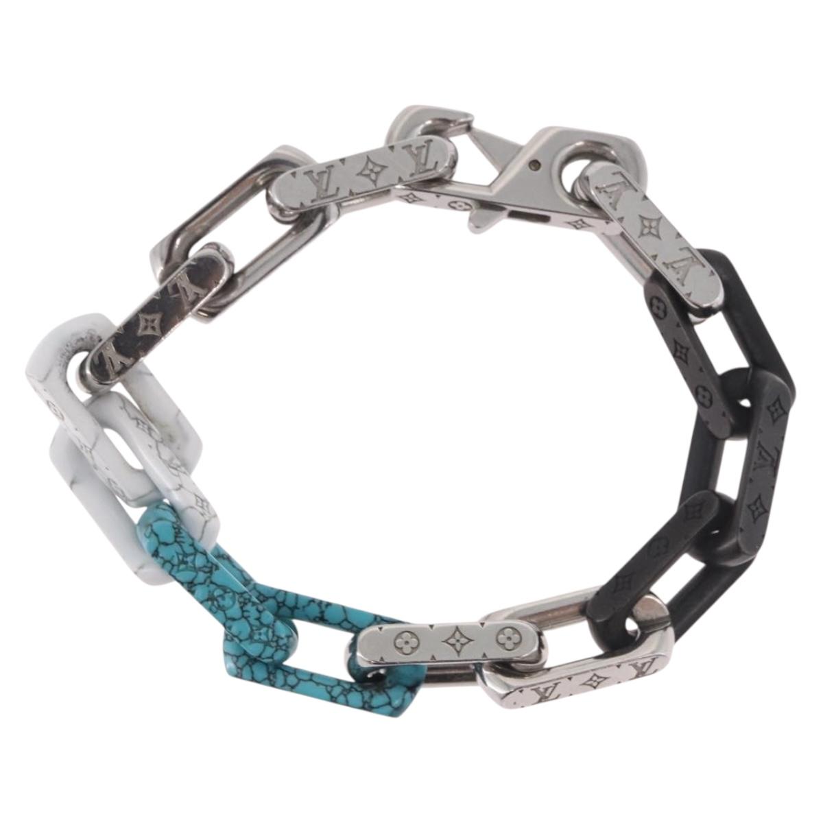 LOUIS VUITTON Chain Stone Bracelet metal Silver M1042L LV Auth 189214M