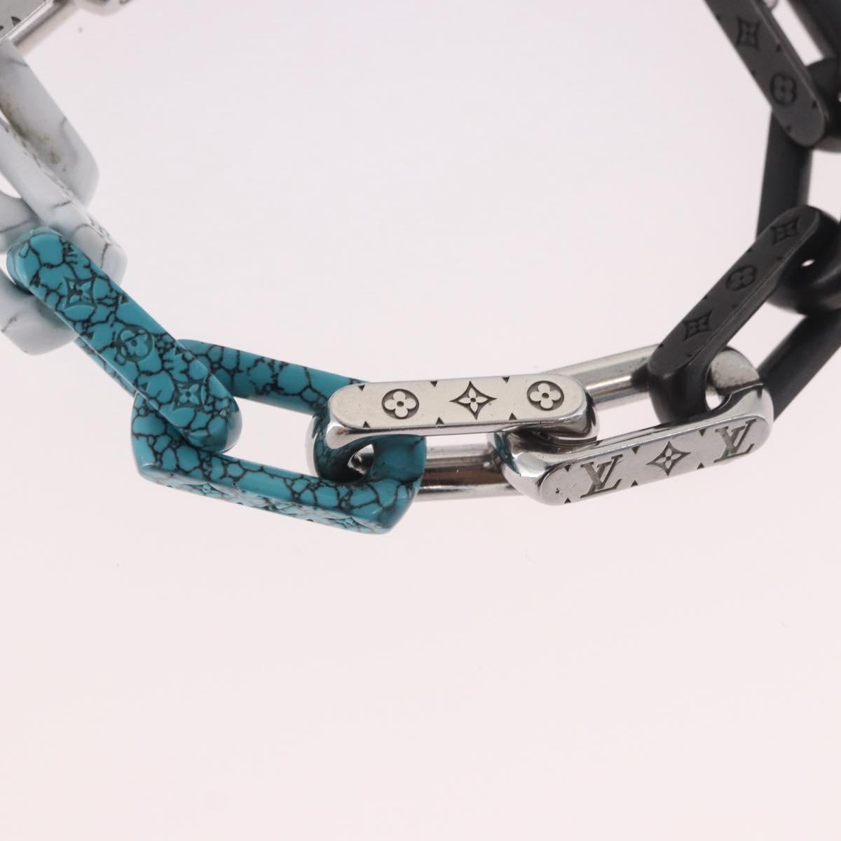 LOUIS VUITTON Chain Stone Bracelet metal Silver M1042M LV Auth 189214M