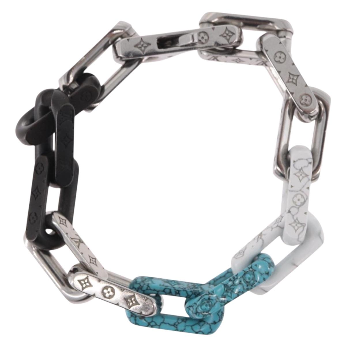 LOUIS VUITTON Chain Stone Bracelet metal Silver M1042L LV Auth 189214M