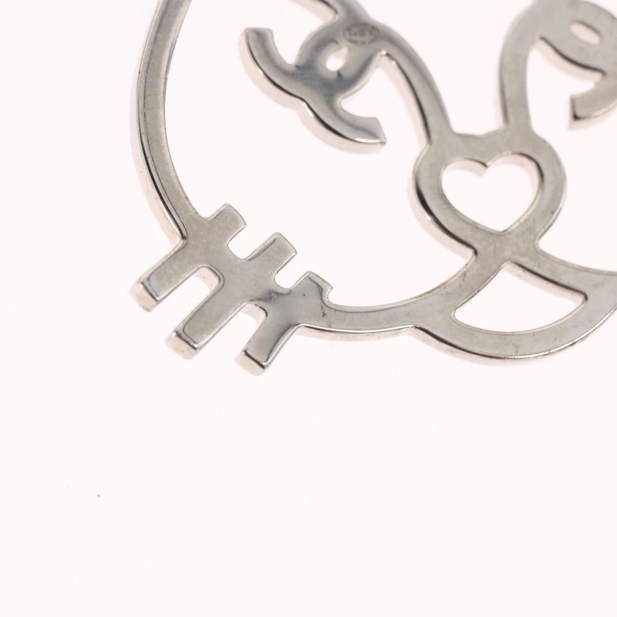 CHANEL Brooch metal Silver tone CC Auth 189215M