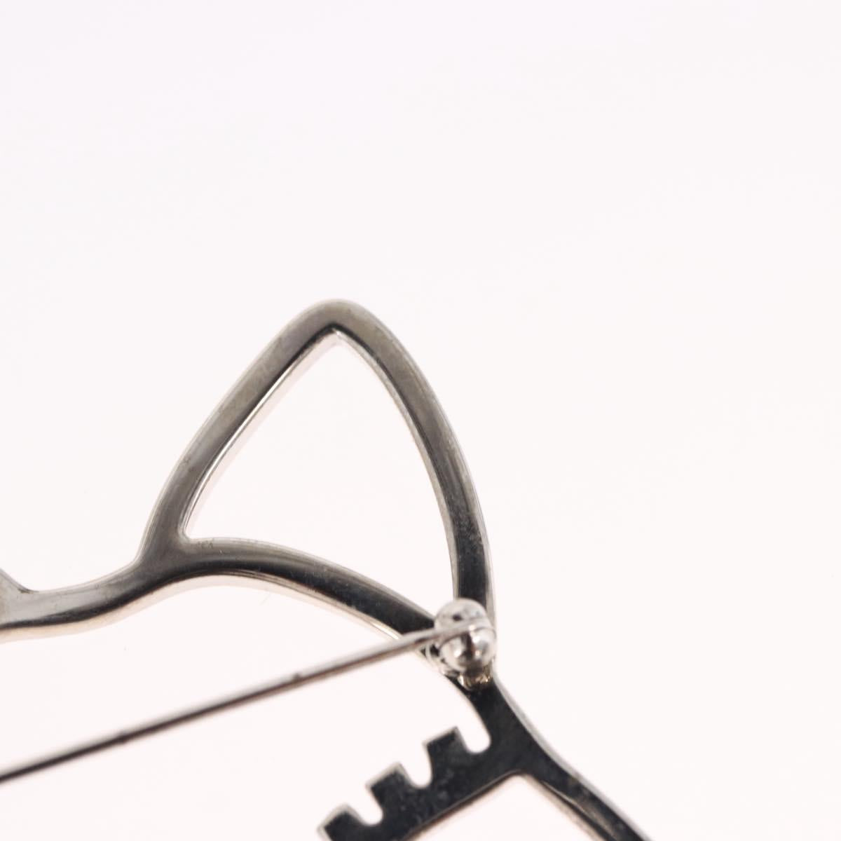CHANEL Brooch metal Silver tone CC Auth 189215M