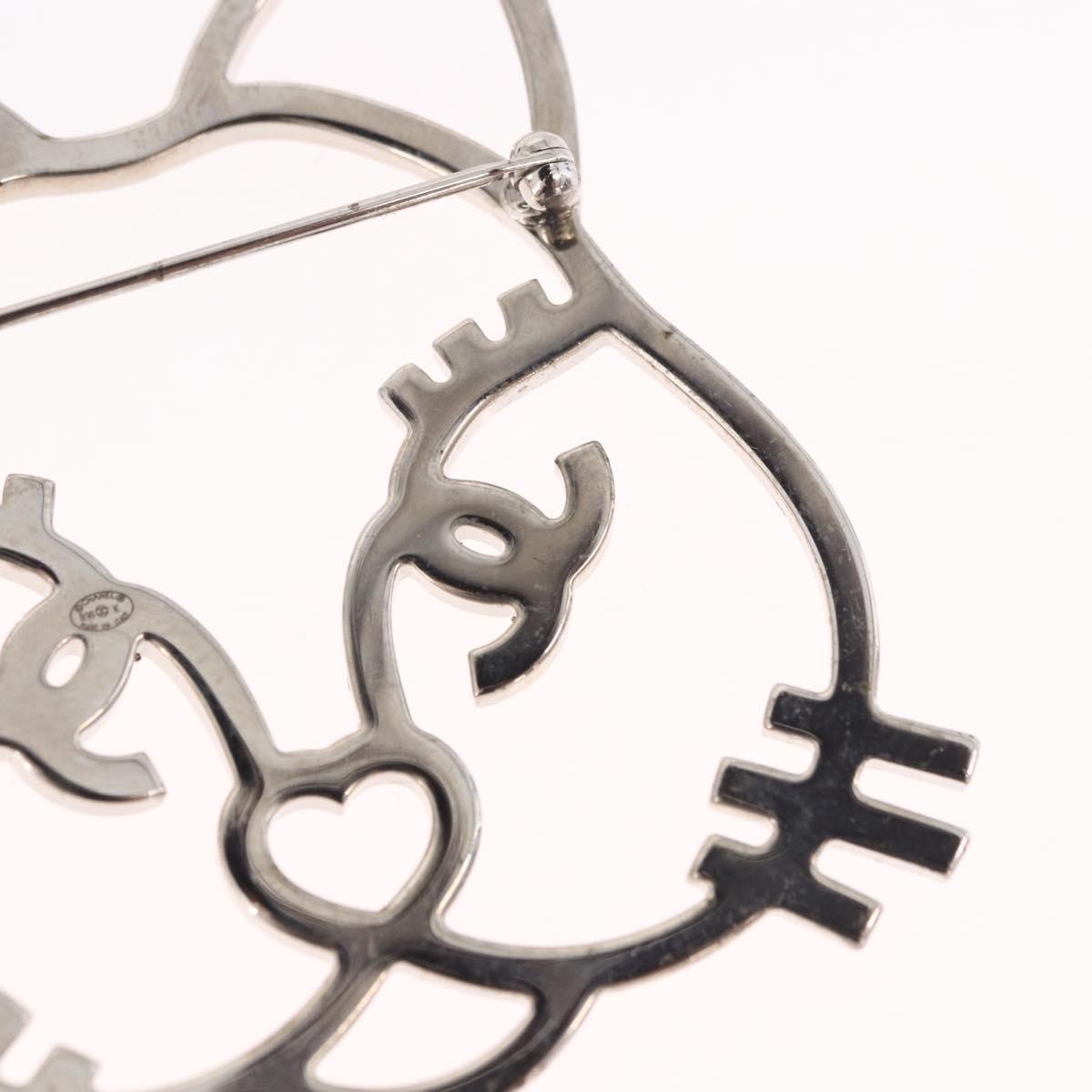 CHANEL Brooch metal Silver tone CC Auth 189215M