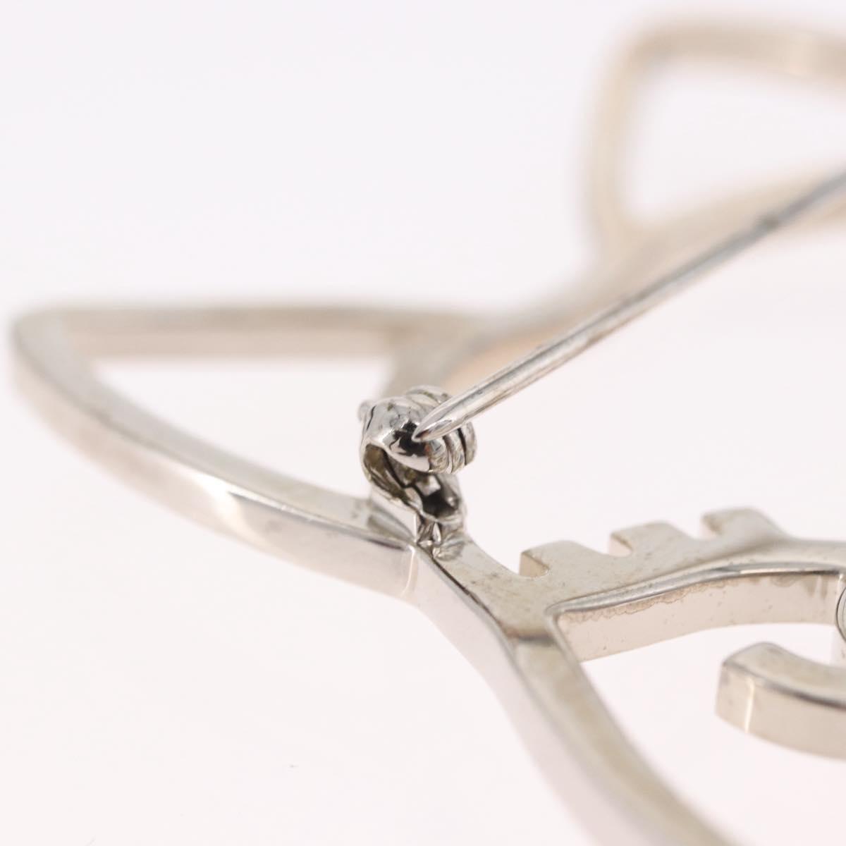 CHANEL Brooch metal Silver tone CC Auth 189215M