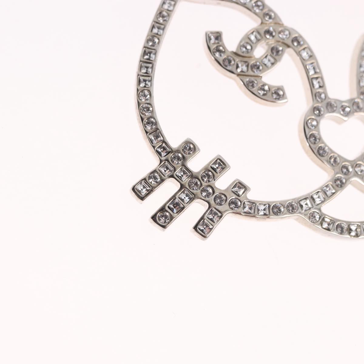 CHANEL Brooch metal Silver tone CC Auth 189215M