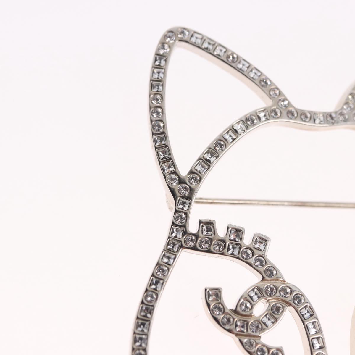 CHANEL Brooch metal Silver tone CC Auth 189215M