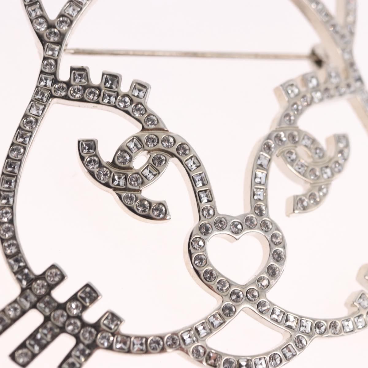 CHANEL Brooch metal Silver tone CC Auth 189215M