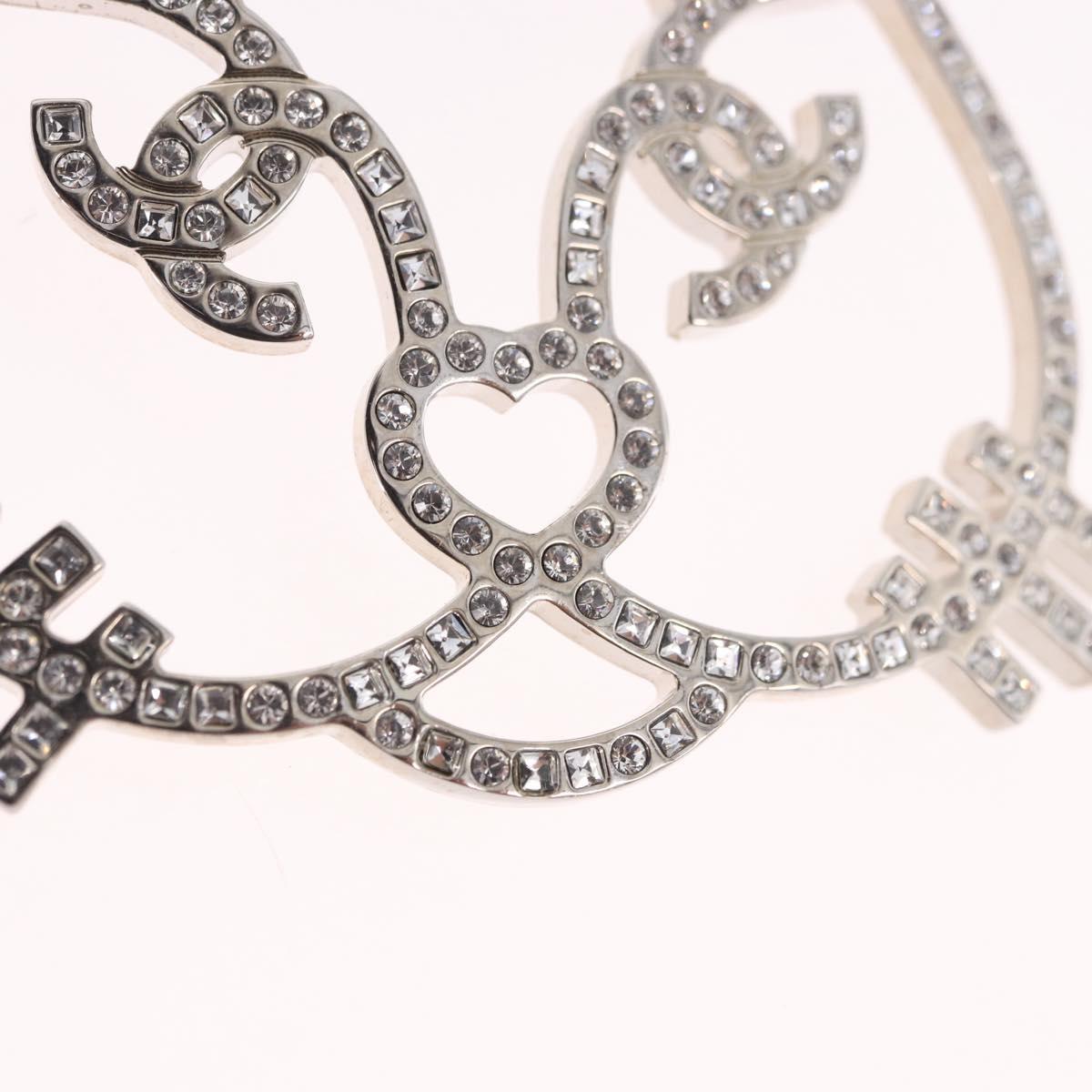 CHANEL Brooch metal Silver tone CC Auth 189215M