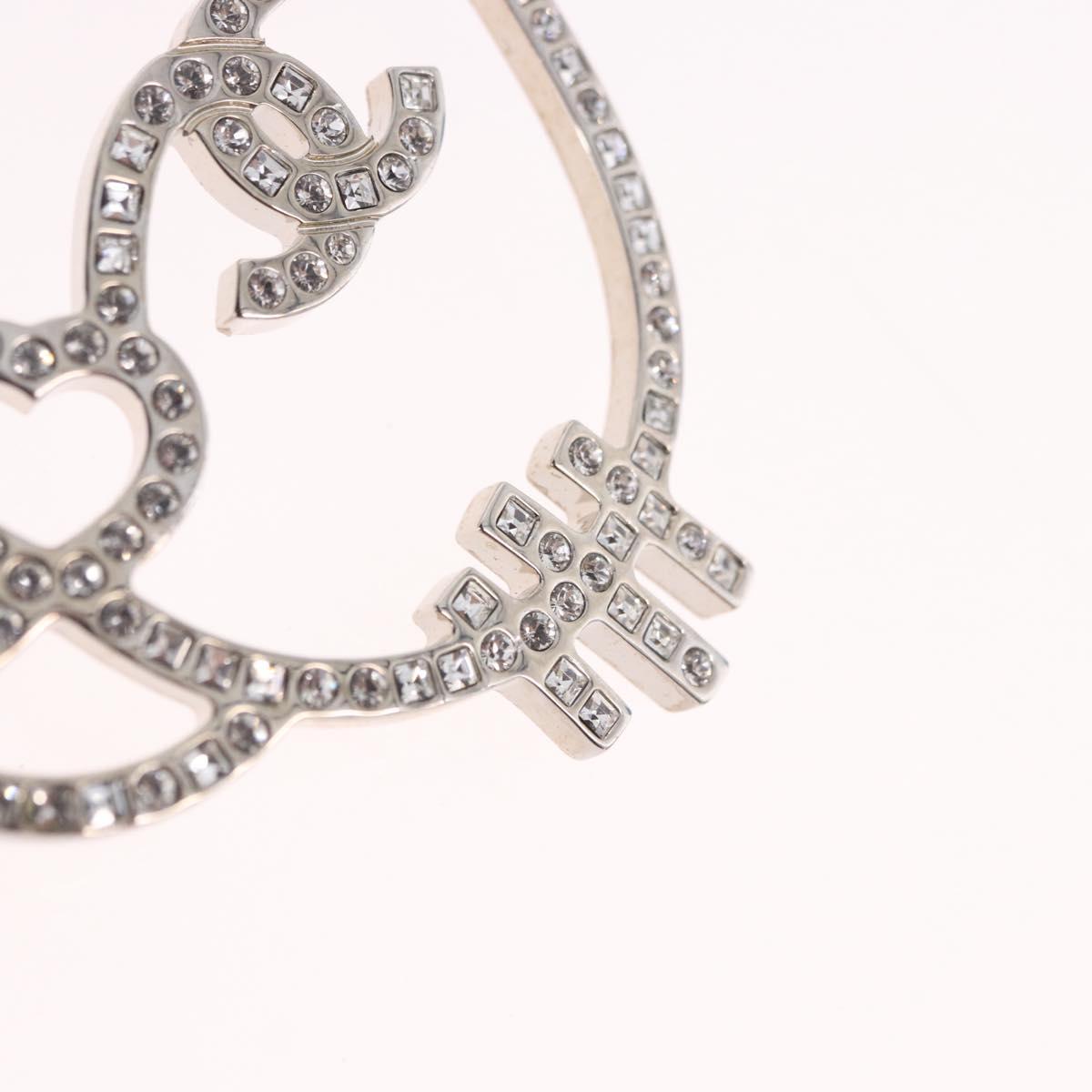 CHANEL Brooch metal Silver tone CC Auth 189215M