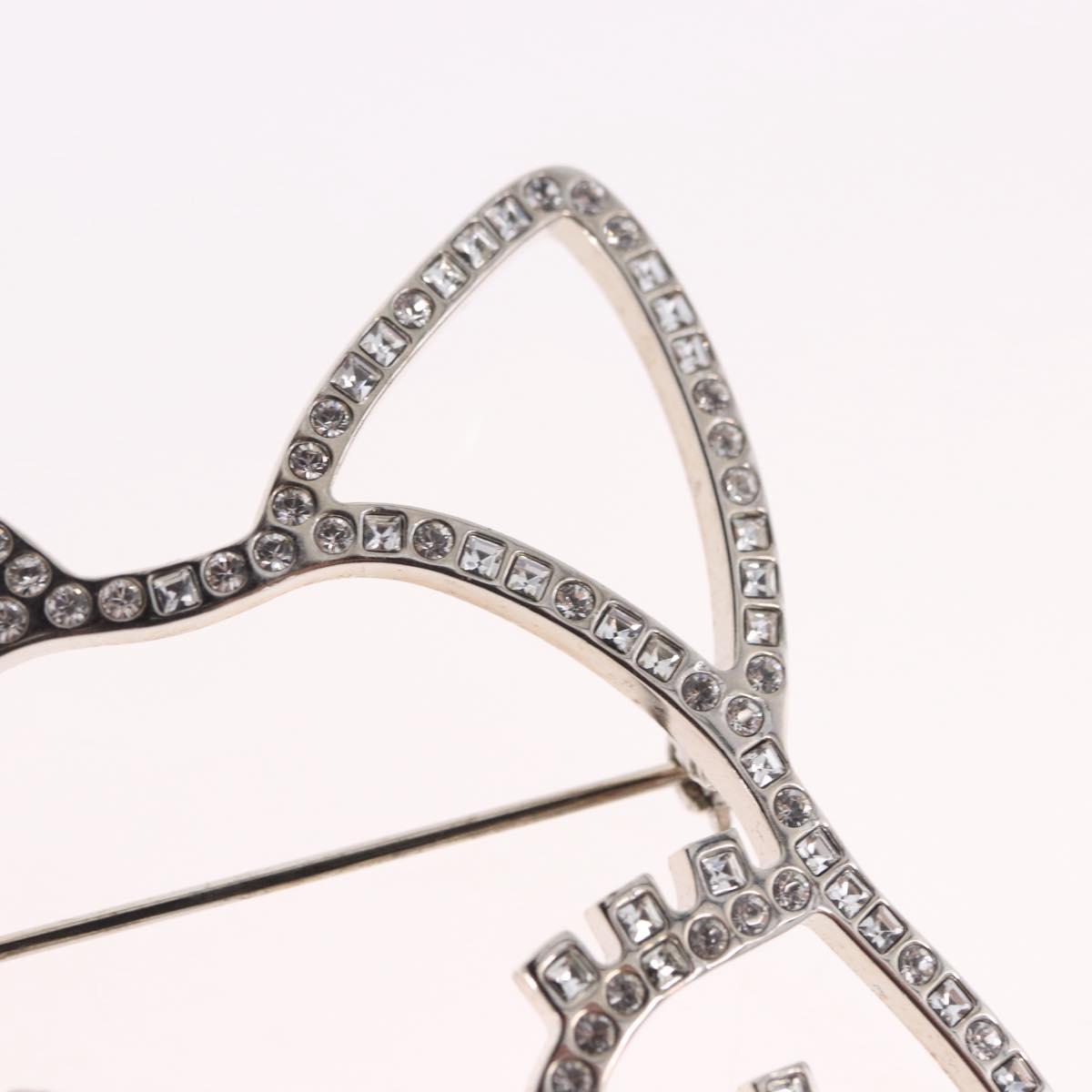 CHANEL Brooch metal Silver tone CC Auth 189215M