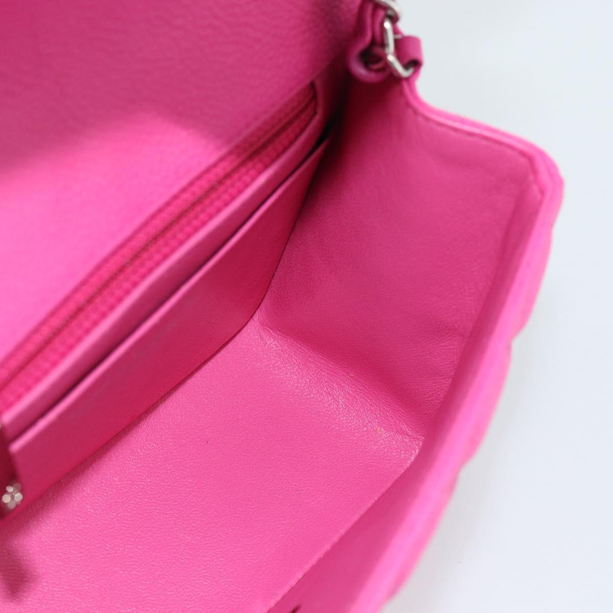 CHANEL Mini Matelasse 17 Chain Bag Caviar Skin Pink Silver CC Auth 189224SAM