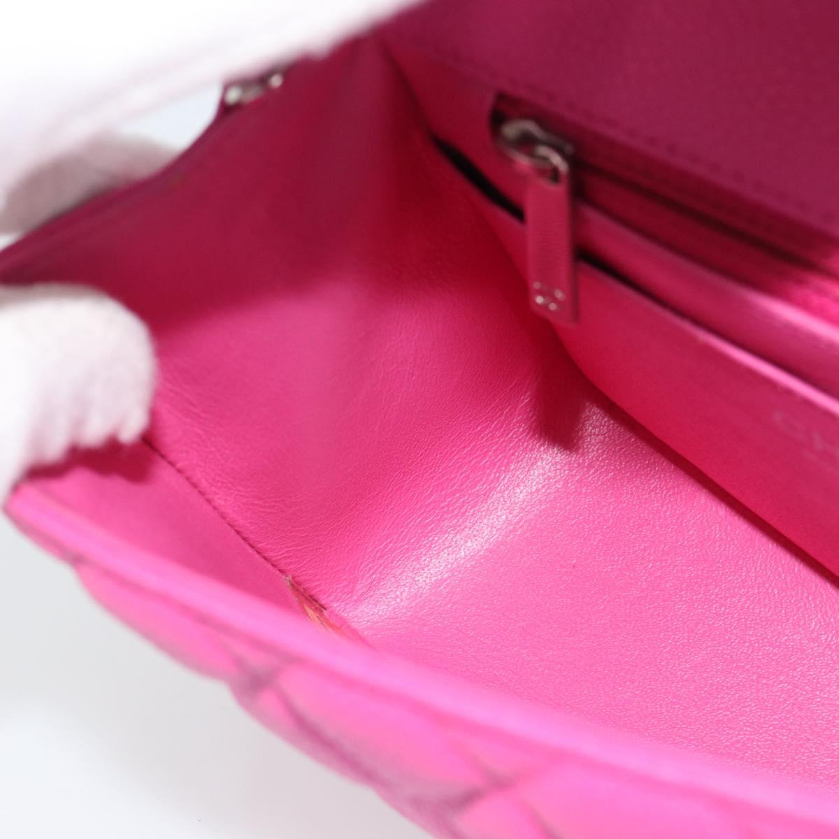CHANEL Mini Matelasse 17 Chain Bag Caviar Skin Pink Silver CC Auth 189224SAM