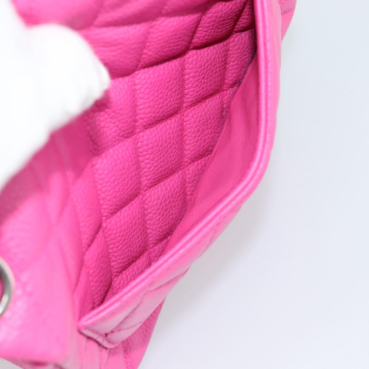 CHANEL Mini Matelasse 17 Chain Bag Caviar Skin Pink Silver CC Auth 189224SAM