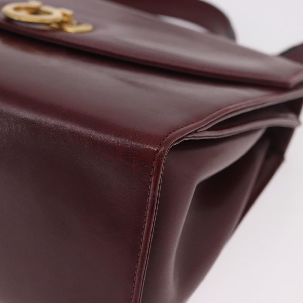 Salvatore Ferragamo Gancini Hand Bag Leather 2way Bordeaux Gold Auth 189226