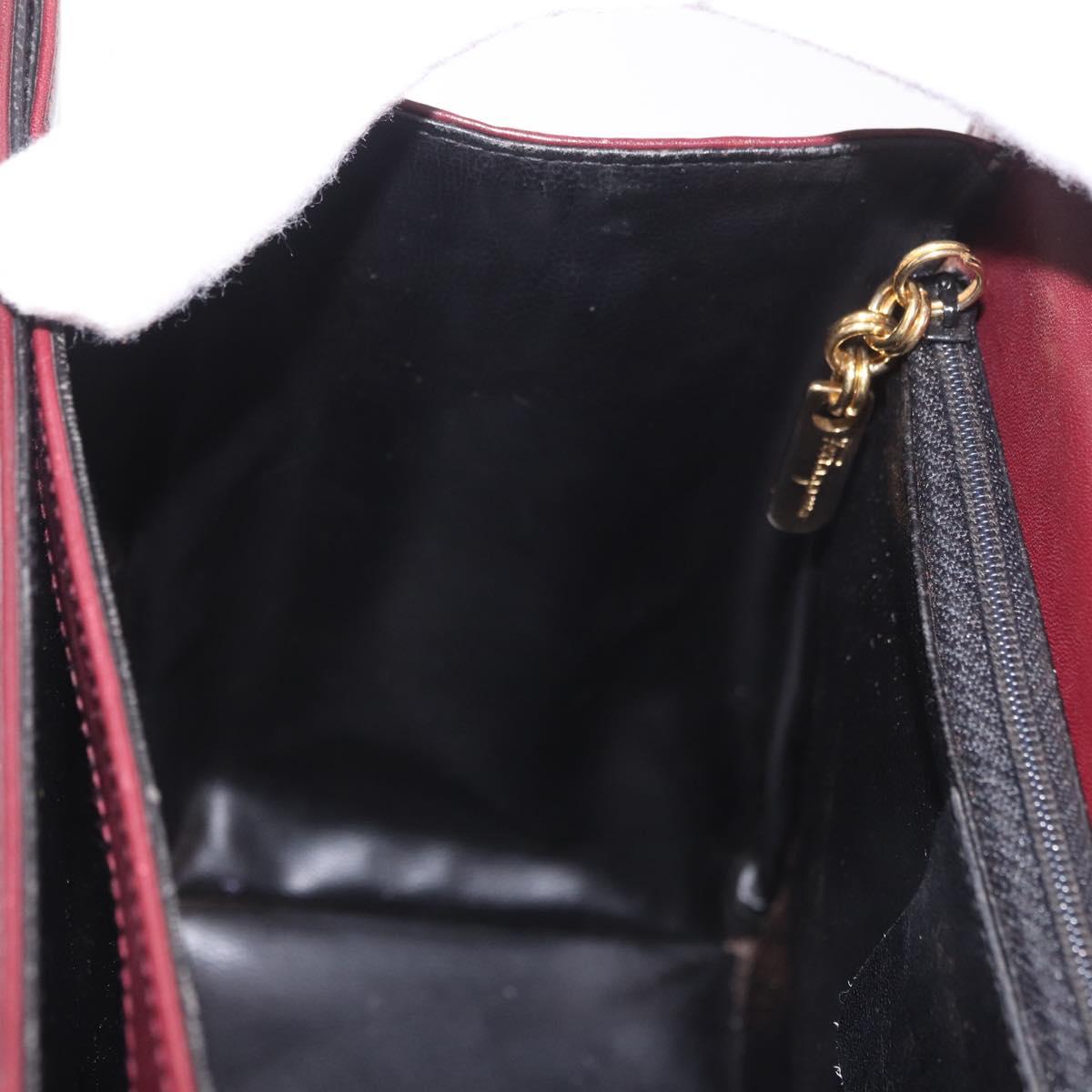 Salvatore Ferragamo Gancini Hand Bag Leather 2way Bordeaux Gold Auth 189226