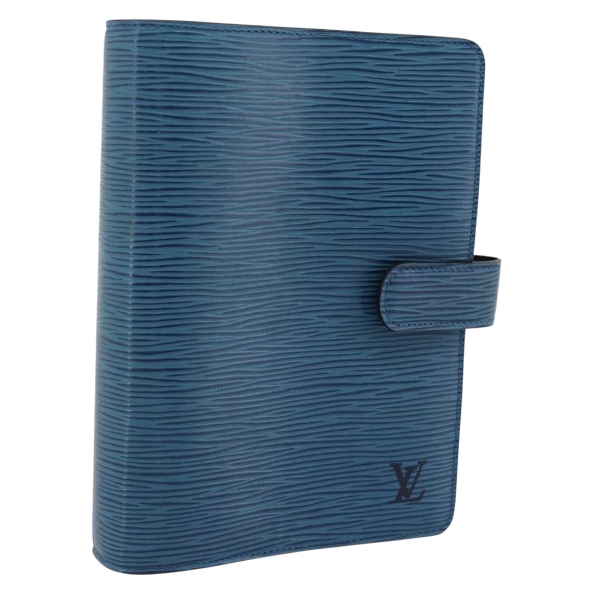 LOUIS VUITTON Epi Agenda MM Day Planner Cover Blue R20055 LV Auth 189229