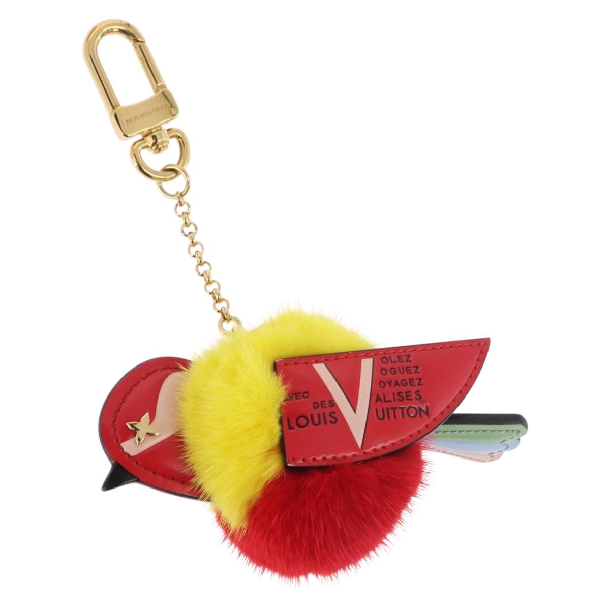 LOUIS VUITTON Bijoux Traveling Bird Sack Charm Fur Red M67390 LV Auth 189231M