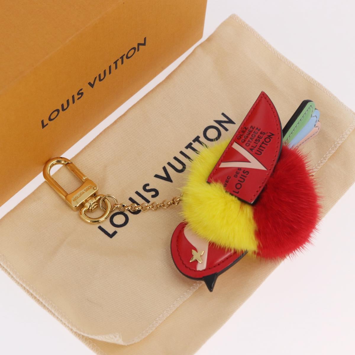 LOUIS VUITTON Bijoux Traveling Bird Sack Charm Fur Red M67390 LV Auth 189231M