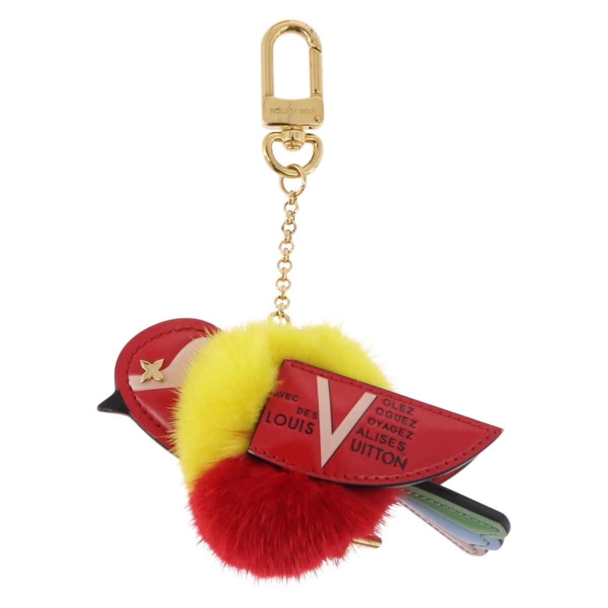 LOUIS VUITTON Bijoux Traveling Bird Sack Charm Fur Red M67390 LV Auth 189231M