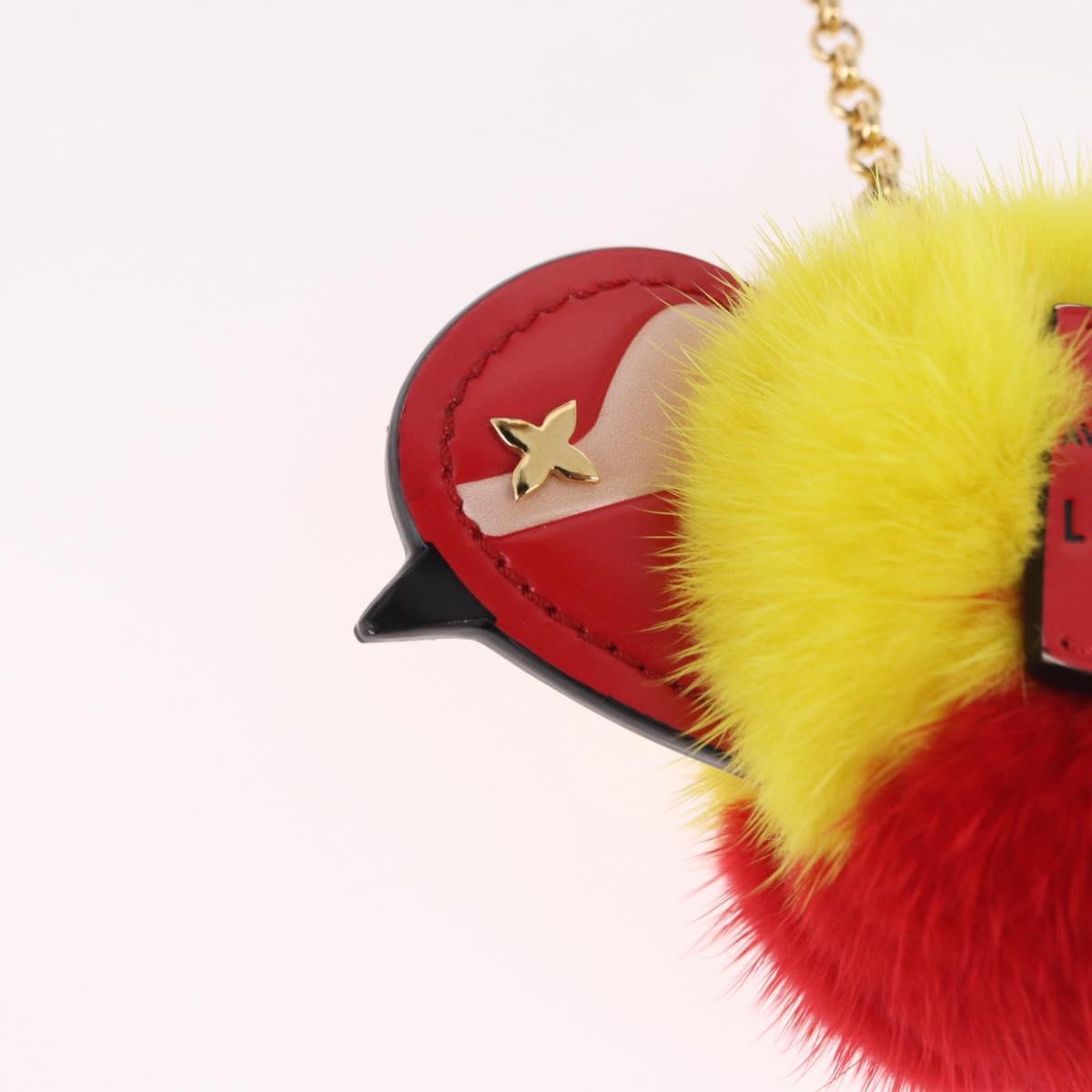 LOUIS VUITTON Bijoux Traveling Bird Sack Charm Fur Red M67390 LV Auth 189231M