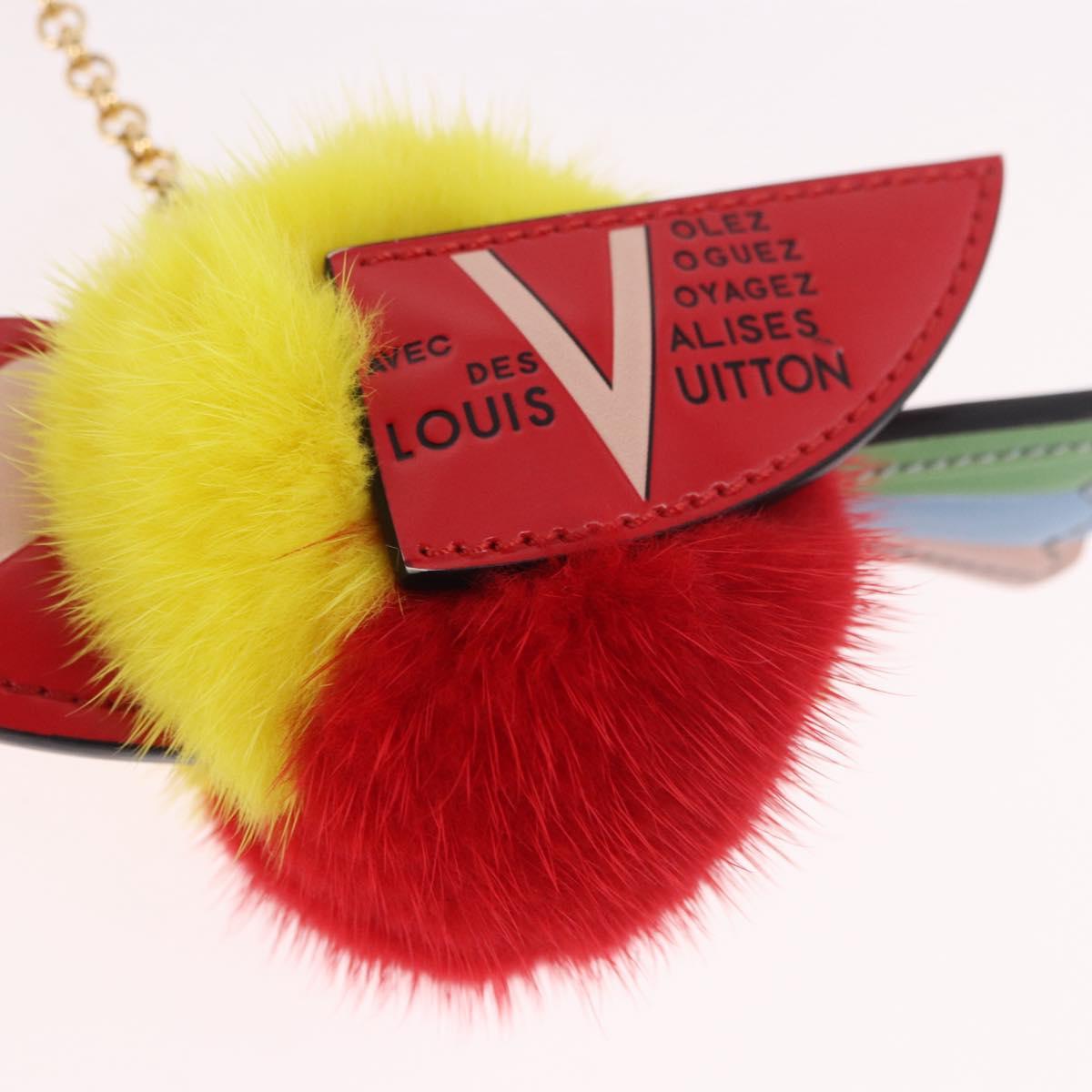LOUIS VUITTON Bijoux Traveling Bird Sack Charm Fur Red M67390 LV Auth 189231M