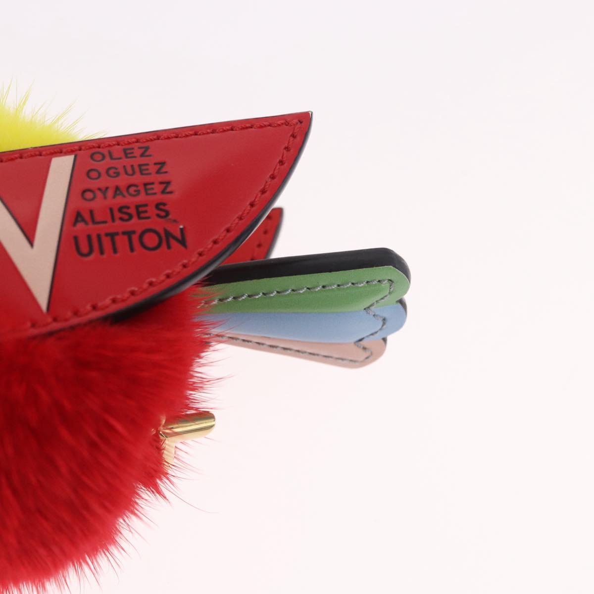 LOUIS VUITTON Bijoux Traveling Bird Sack Charm Fur Red M67390 LV Auth 189231M