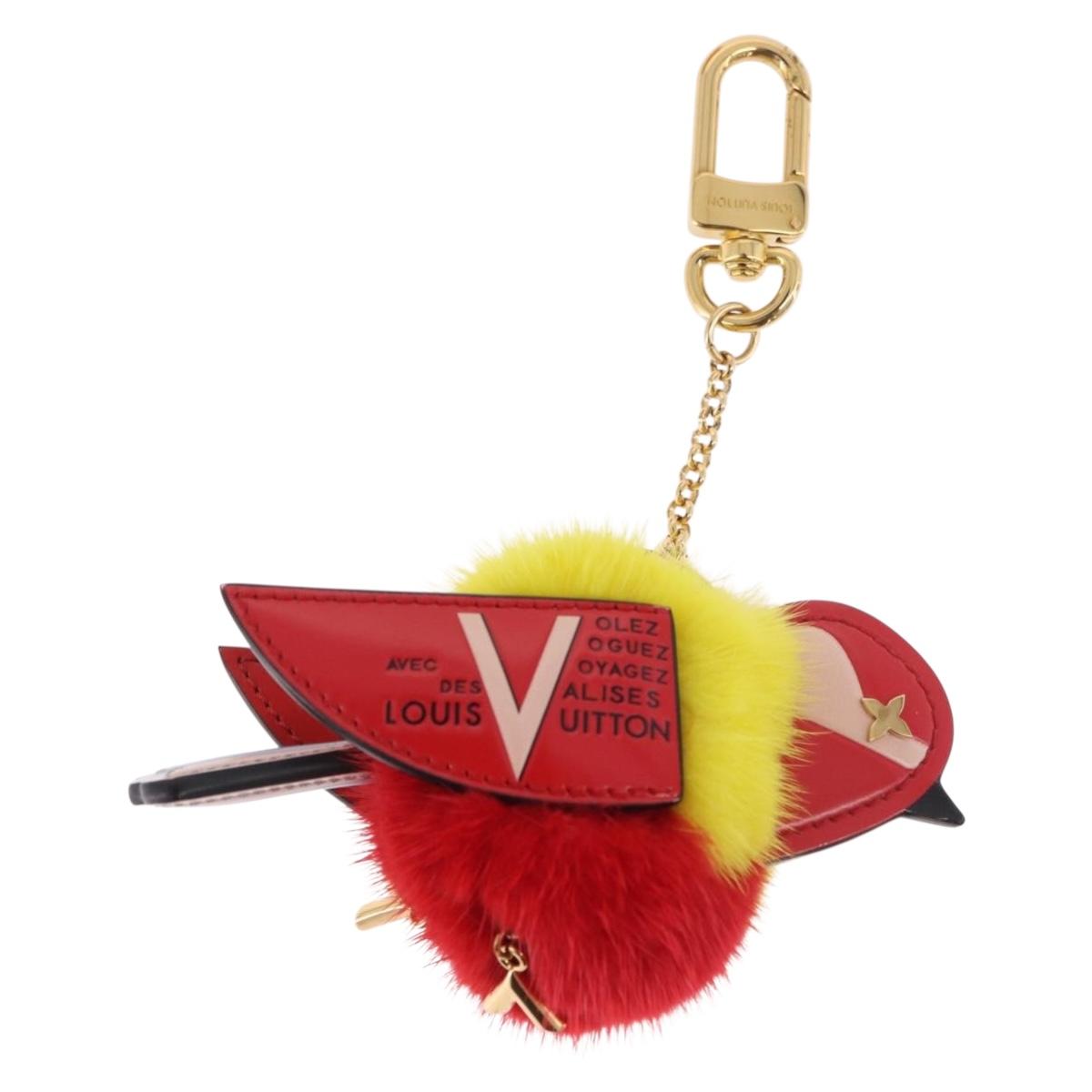 LOUIS VUITTON Bijoux Traveling Bird Sack Charm Fur Red M67390 LV Auth 189231M