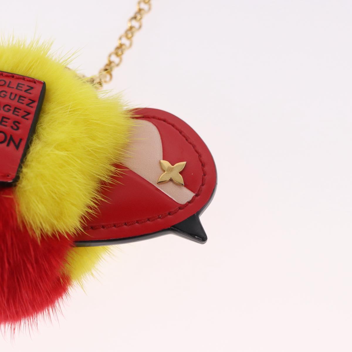 LOUIS VUITTON Bijoux Traveling Bird Sack Charm Fur Red M67390 LV Auth 189231M