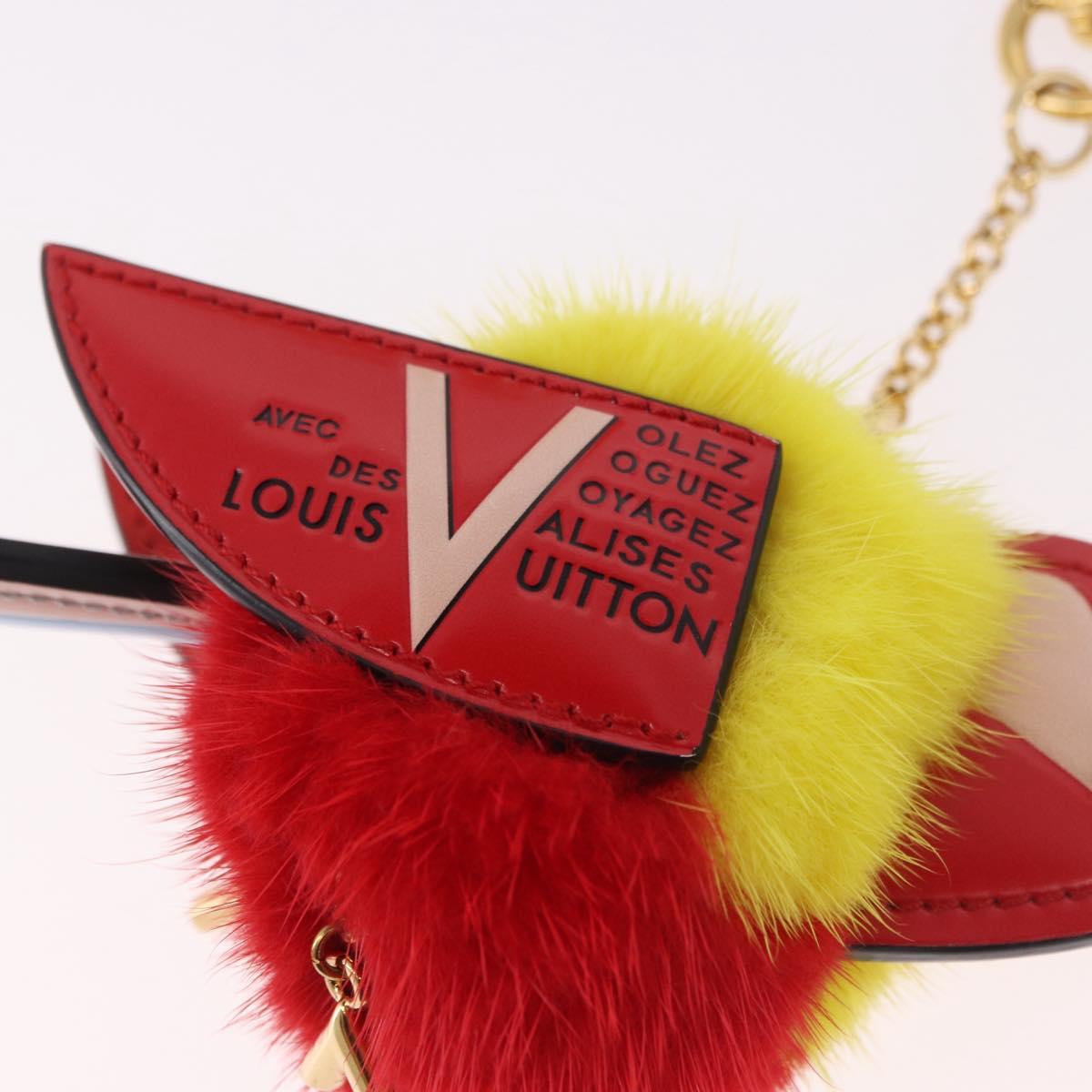 LOUIS VUITTON Bijoux Traveling Bird Sack Charm Fur Red M67390 LV Auth 189231M