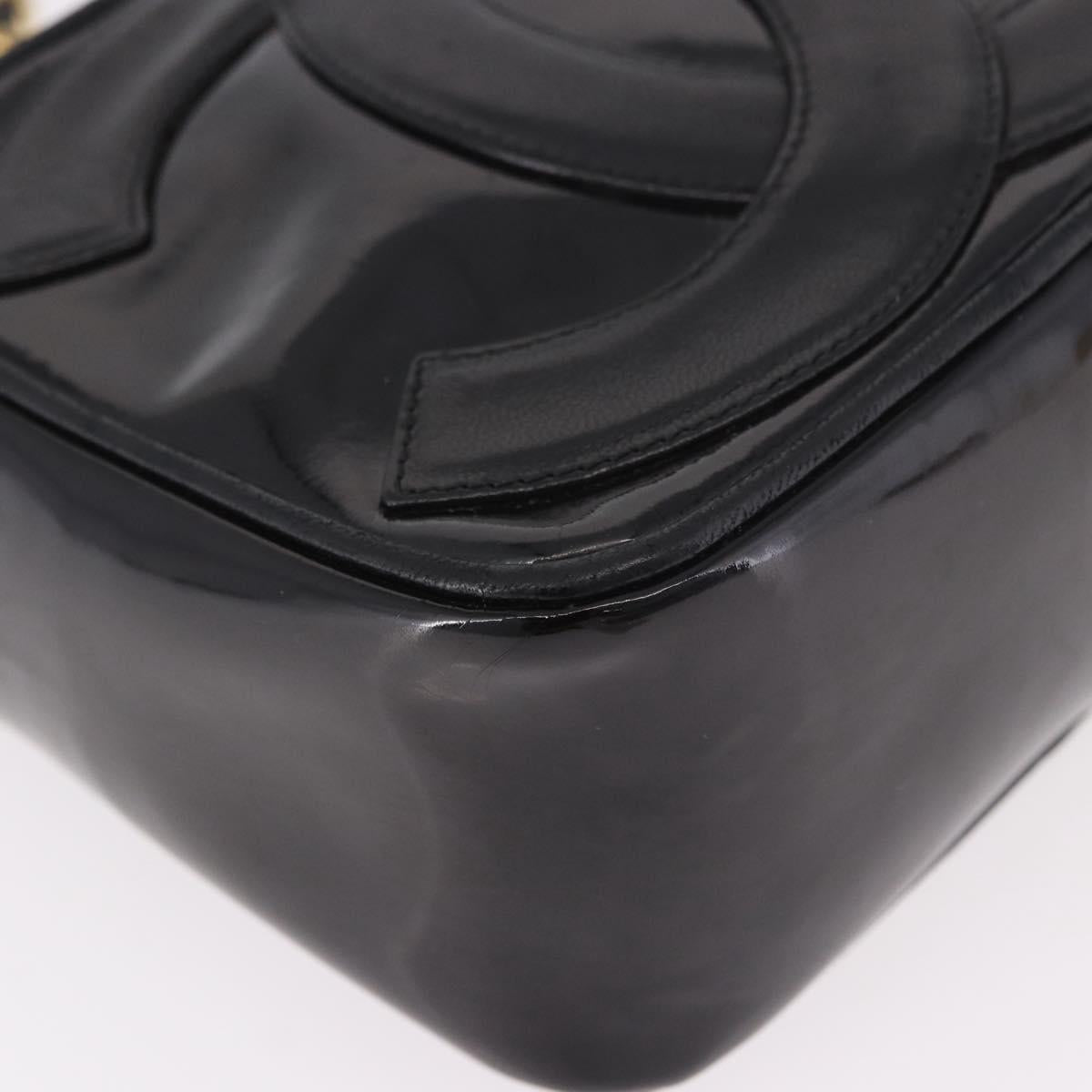 CHANEL COCO Mark Chain Shoulder Bag Patent leather Gold Black CC Auth 189232V