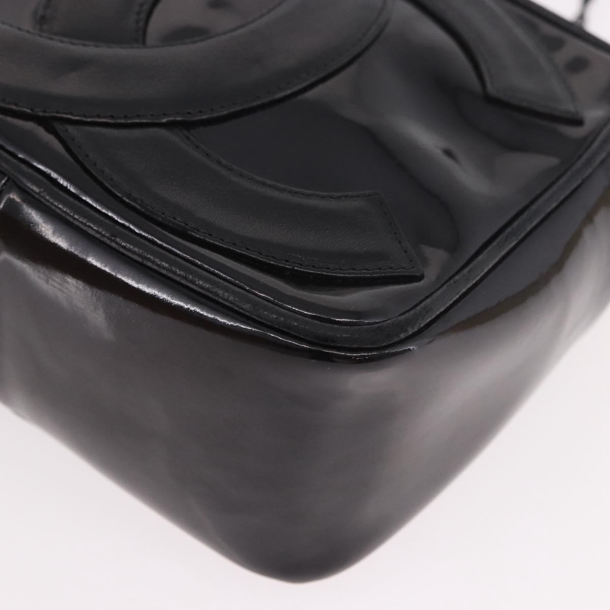CHANEL COCO Mark Chain Shoulder Bag Patent leather Gold Black CC Auth 189232V