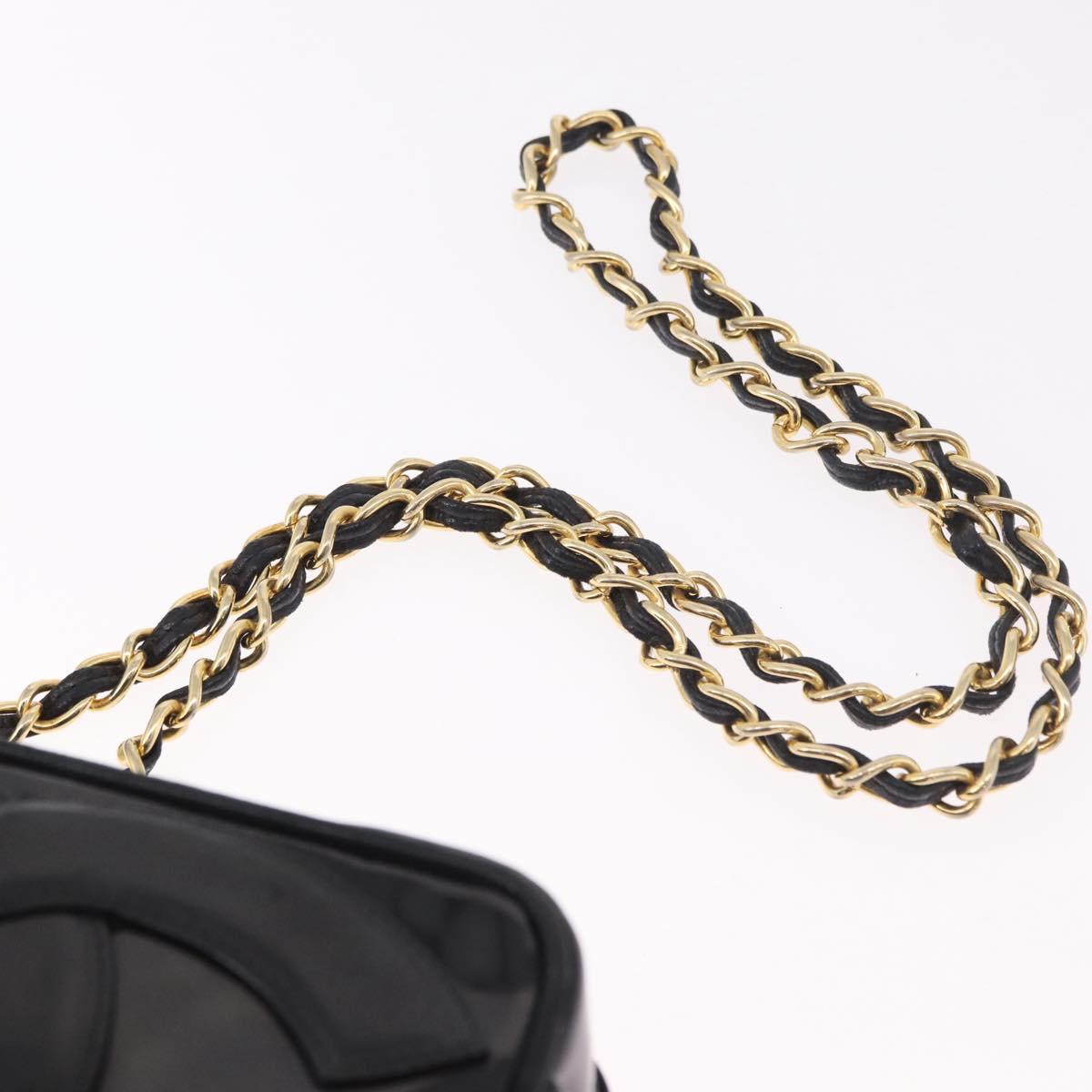 CHANEL COCO Mark Chain Shoulder Bag Patent leather Gold Black CC Auth 189232V