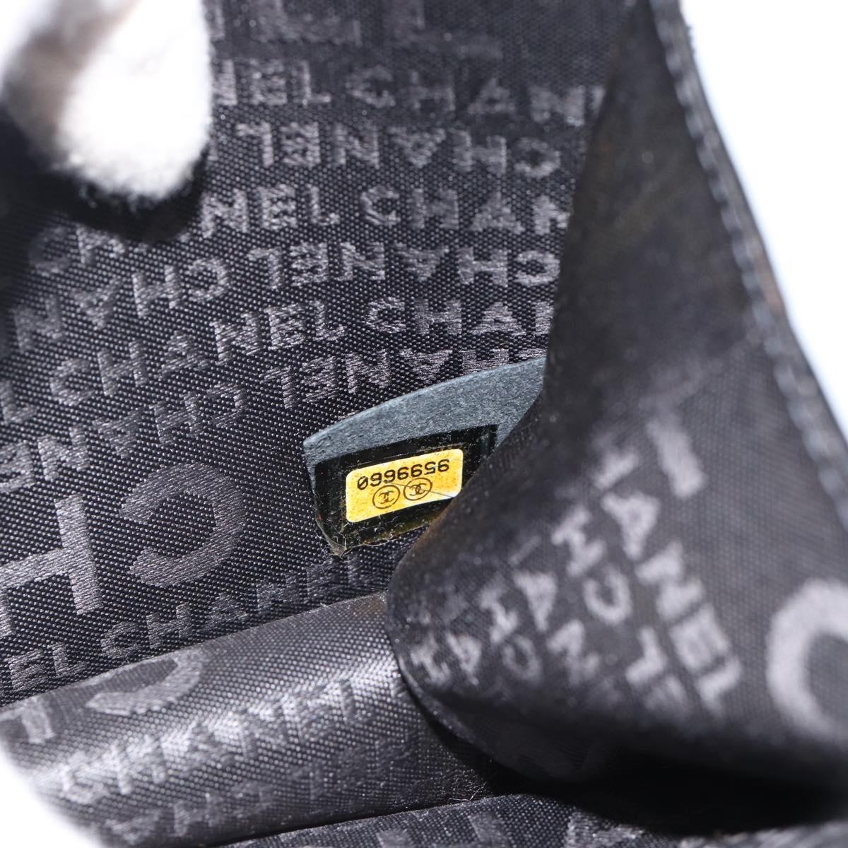 CHANEL Choco Bar Chain Shoulder Bag Tweed Black Silver CC Auth 189240SAM