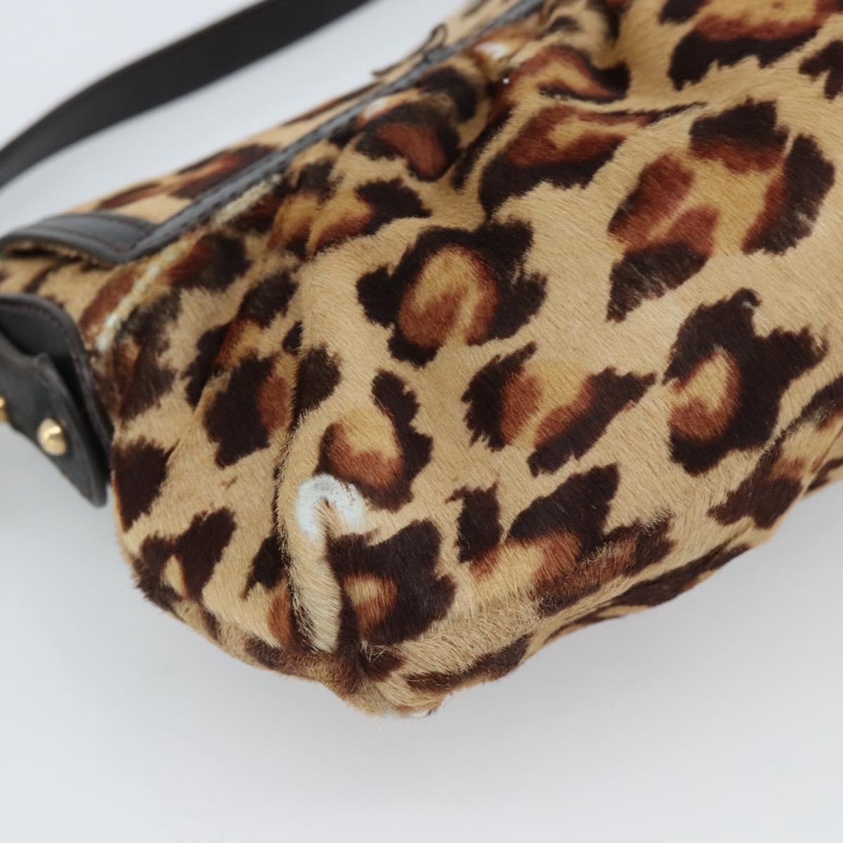 FENDI Shoulder Bag Harako leather Beige Gold Auth 189242