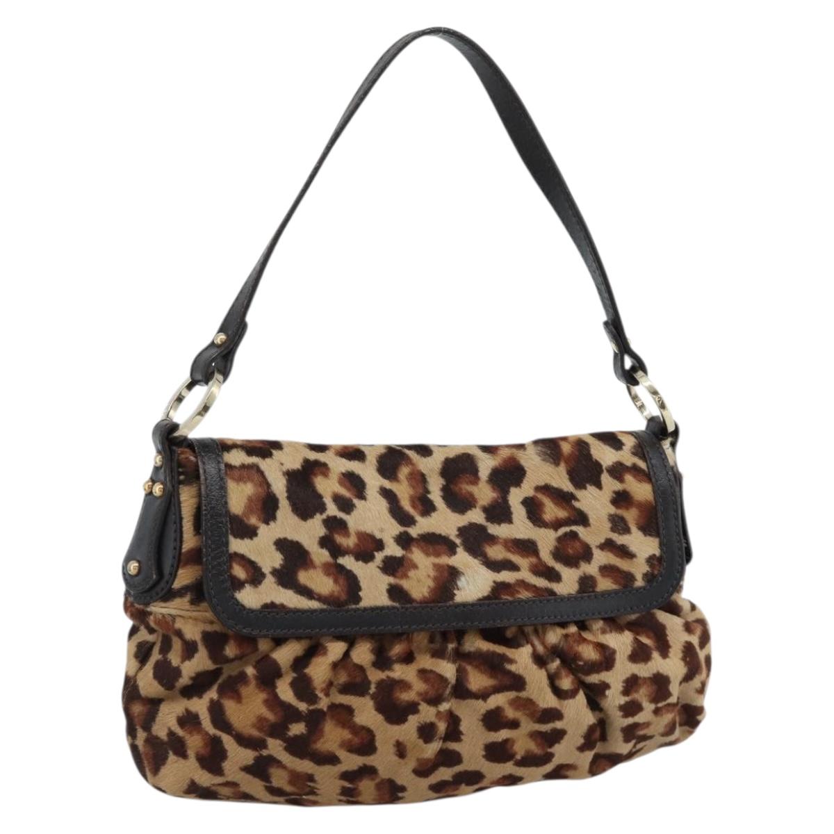 FENDI Shoulder Bag Harako leather Beige Gold Auth 189242