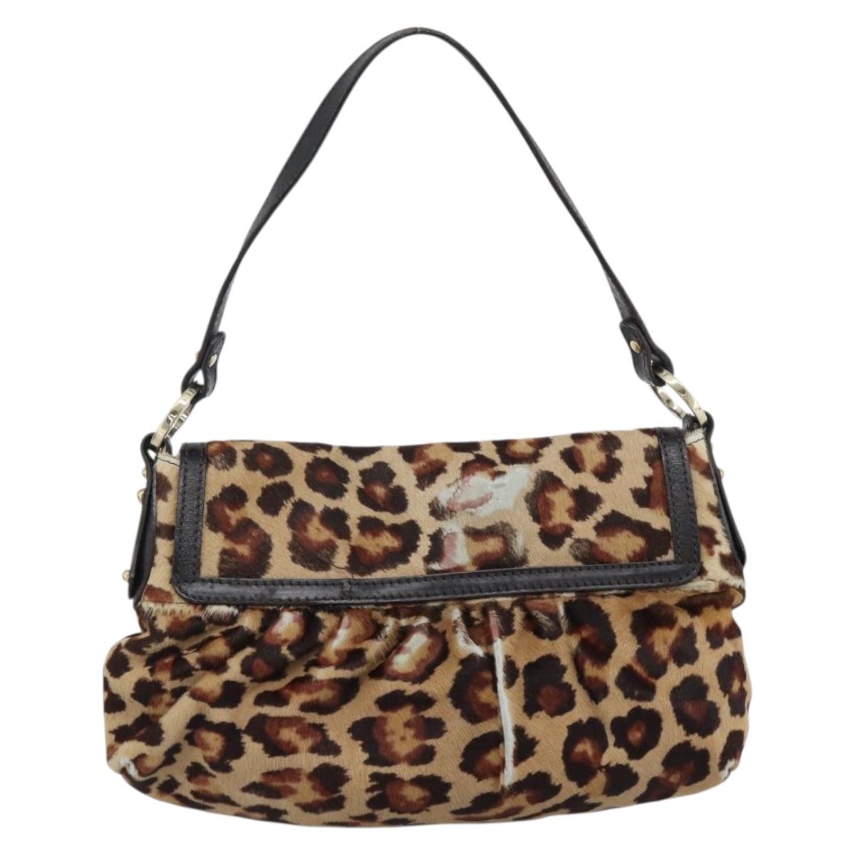 FENDI Shoulder Bag Harako leather Beige Gold Auth 189242
