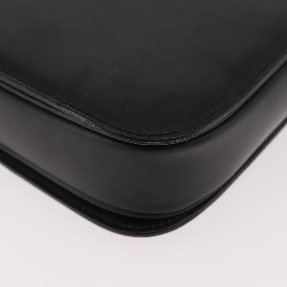 CELINE Circle Shoulder Bag Leather Black Gold Auth 189243A