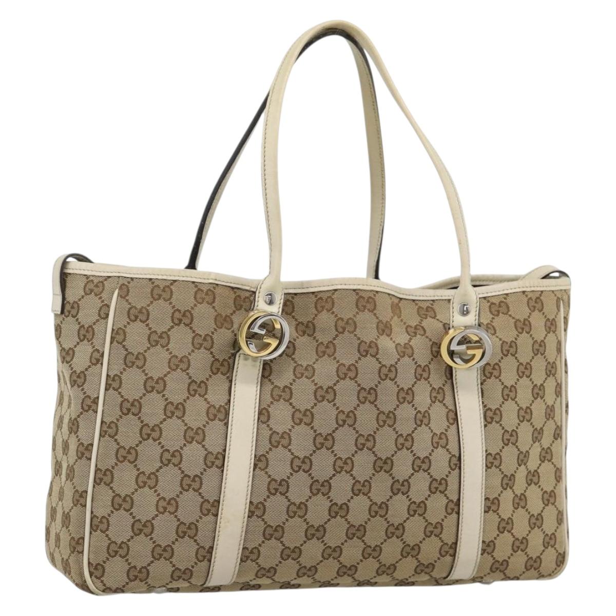 GUCCI GG Canvas Miss GG Tote Bag Beige Silver gold 232957 Auth 189245