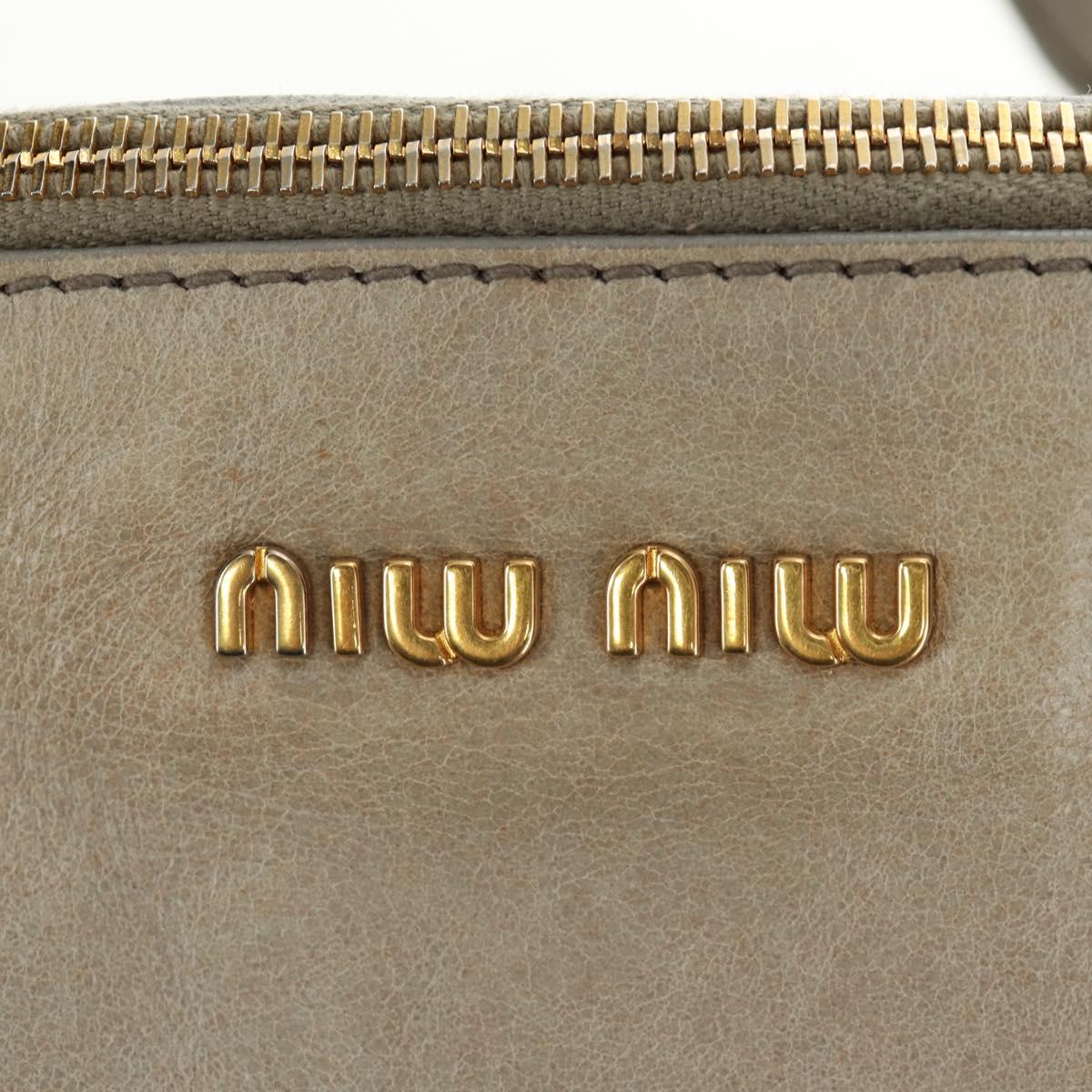 Miu Miu Hand Bag Leather 2way Gray Gold Auth 189246V