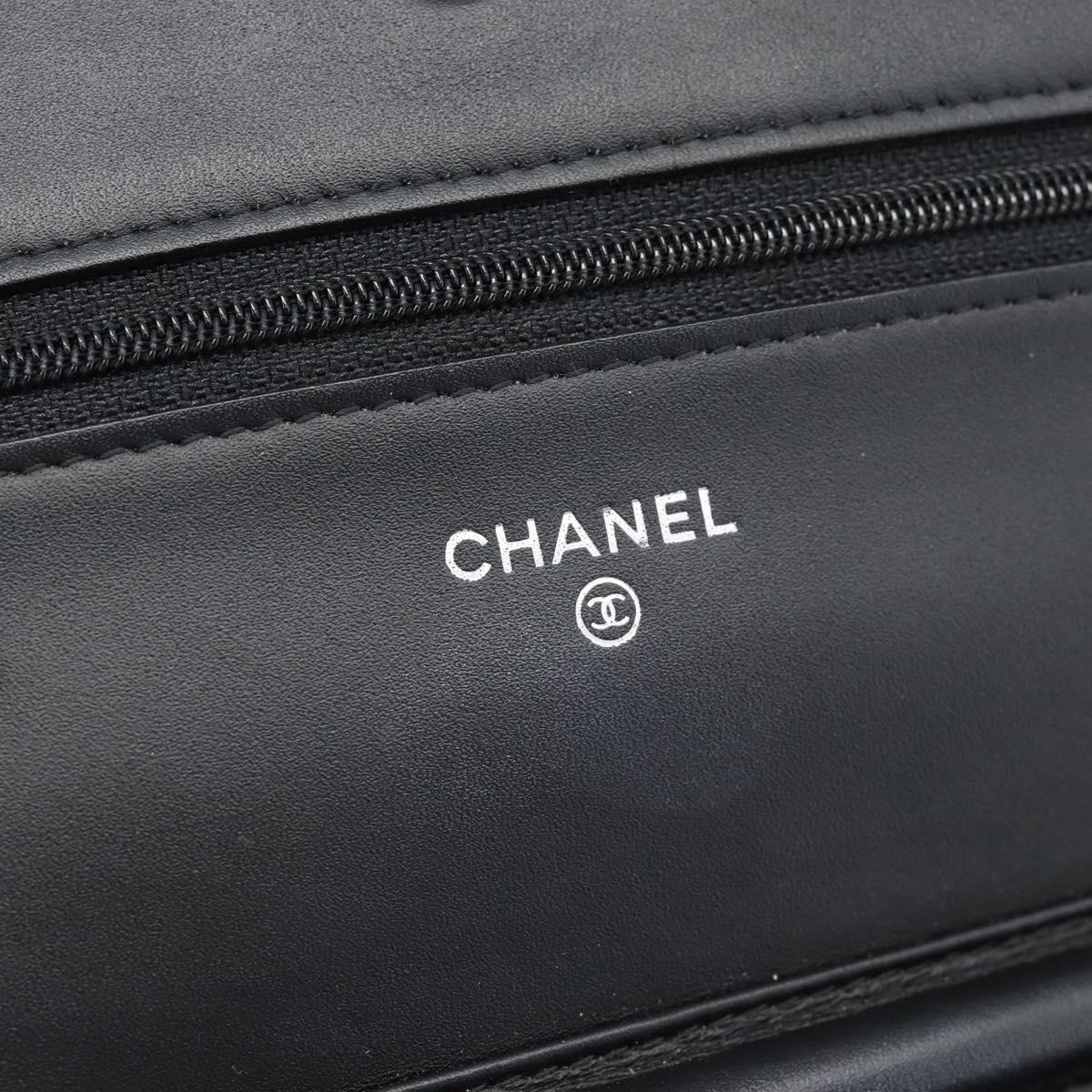 CHANEL COCO Mark Chain Wallet Shoulder Bag Patent White Black CC Auth 189255A