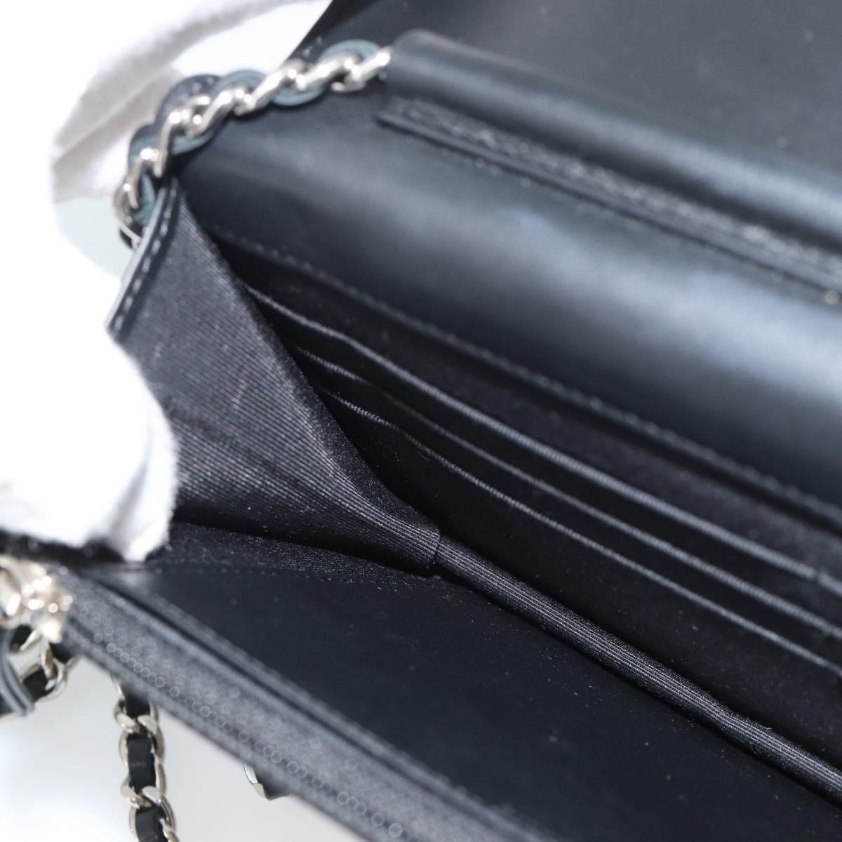 CHANEL COCO Mark Chain Wallet Shoulder Bag Patent White Black CC Auth 189255A