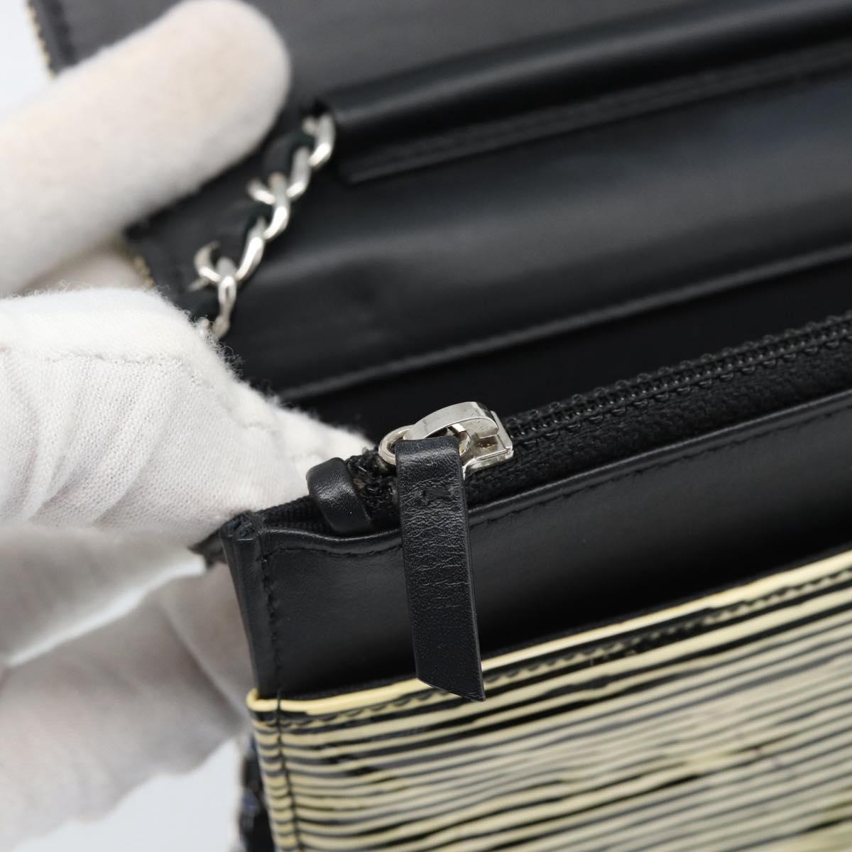CHANEL COCO Mark Chain Wallet Shoulder Bag Patent White Black CC Auth 189255A