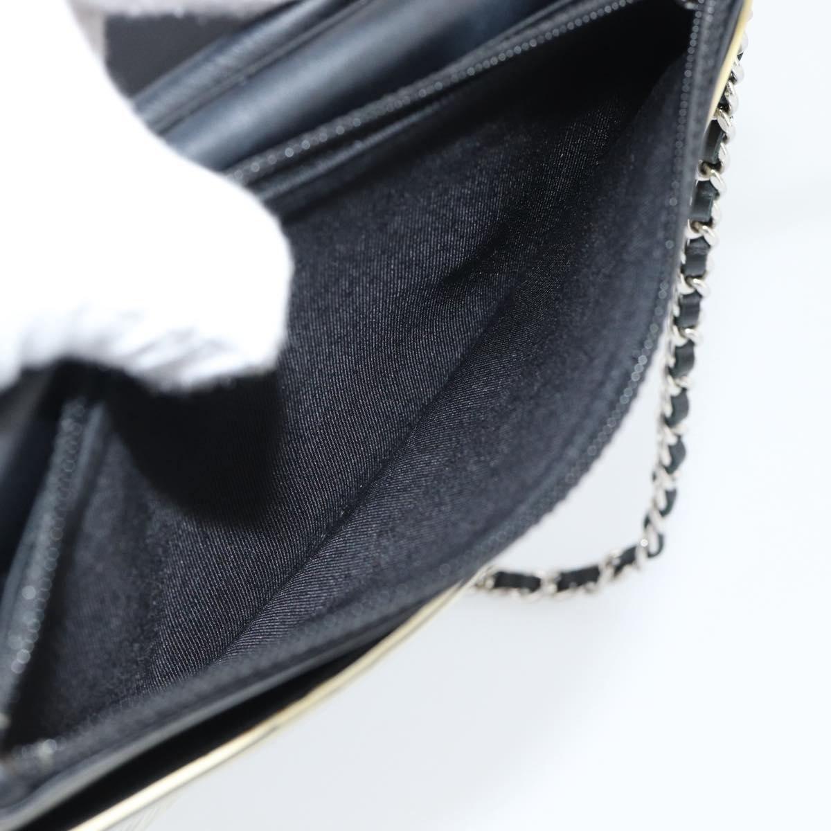 CHANEL COCO Mark Chain Wallet Shoulder Bag Patent White Black CC Auth 189255A