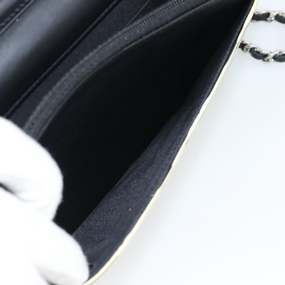 CHANEL COCO Mark Chain Wallet Shoulder Bag Patent White Black CC Auth 189255A