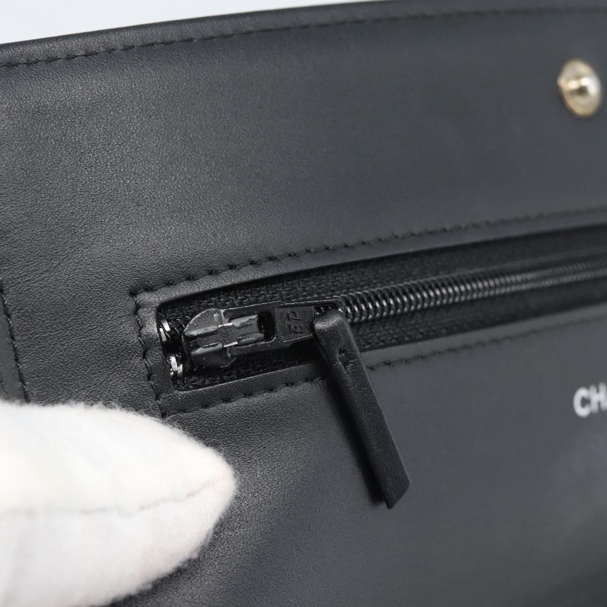 CHANEL COCO Mark Chain Wallet Shoulder Bag Patent White Black CC Auth 189255A