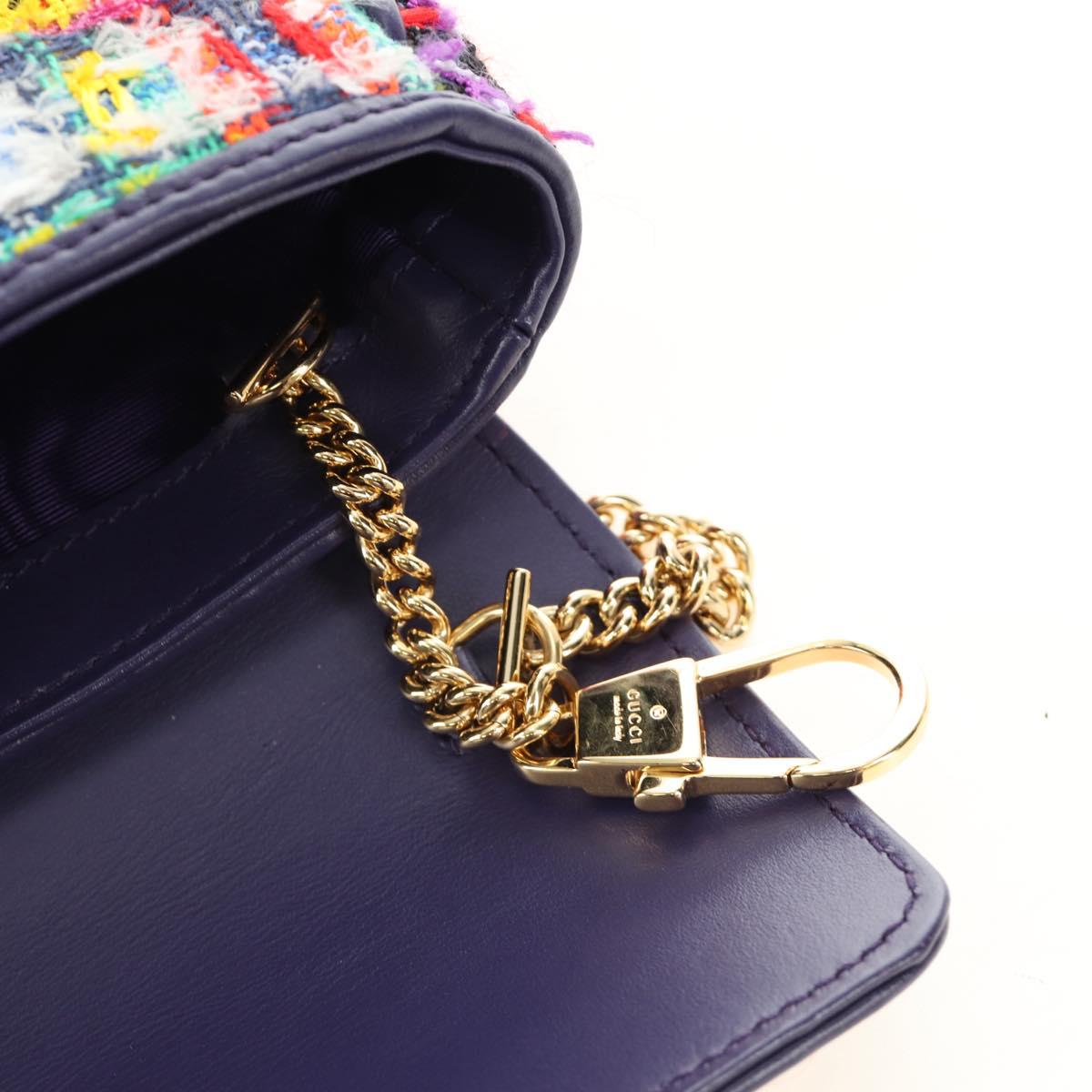 GUCCI GG Marmont Chain Shoulder Bag Tweed Multicolor Gold 476433 Auth 189256SAM